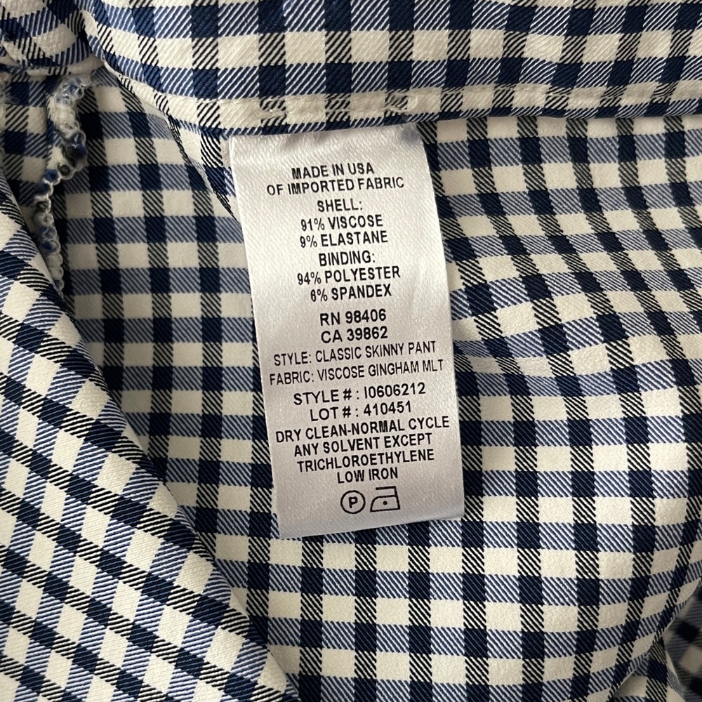 Theory Blue & White Gingham Cropped Pants - Picture 4 of 10